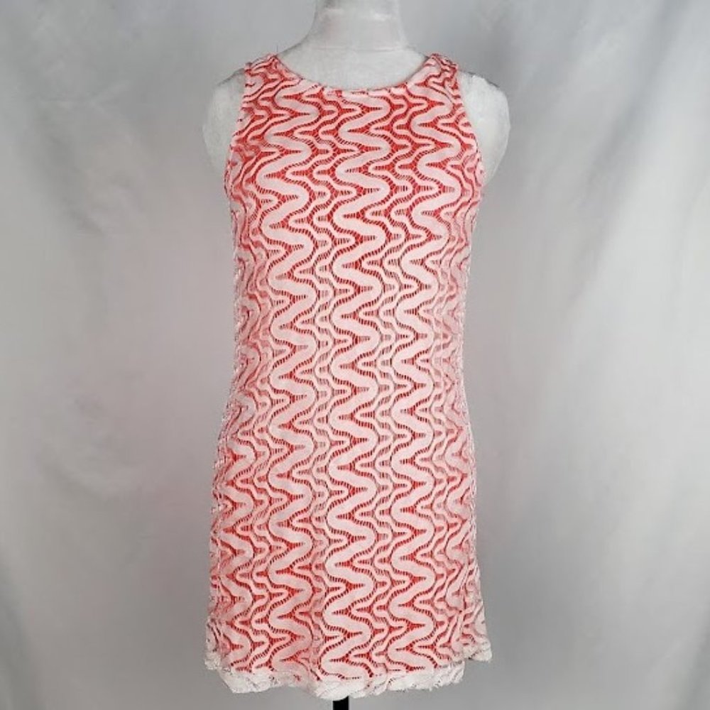 Compass Sheath Mini Dress with Lace Overlay Size S